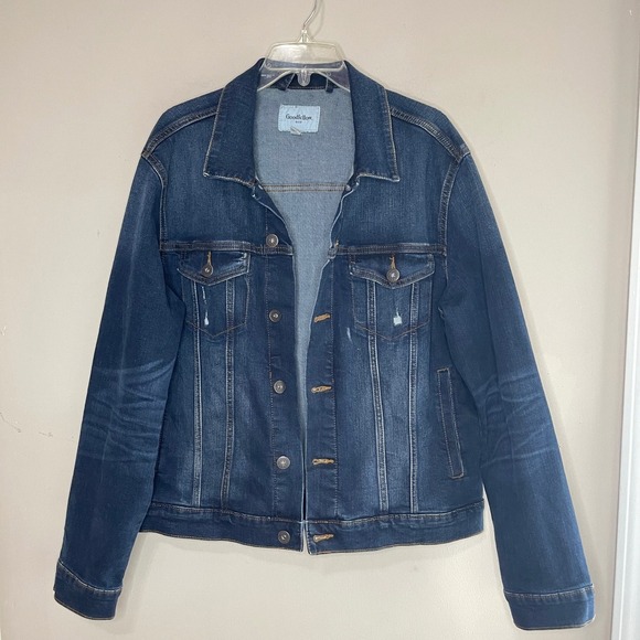 GOODFELLOW & CO Men's Monticello Wash Denim Trucker Jacket, Large - Picture 3 of 10